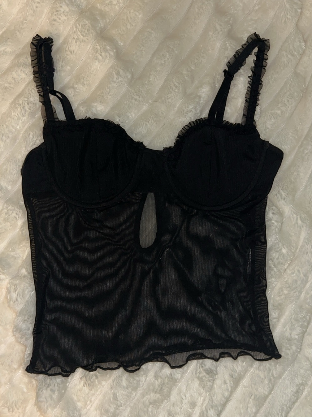 Black Sheer Mesh Bustier Top